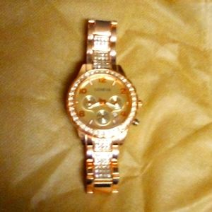 Oversized Rose Gold Geneva Watch with bling! ..OBO